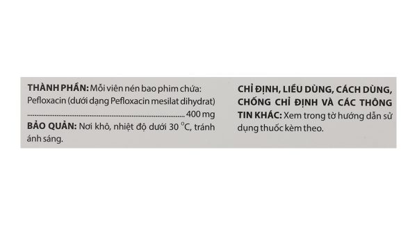 Pefloxacin Domesco 400mg trị nhiễm khuẩn (2 vỉ x 10 viên)