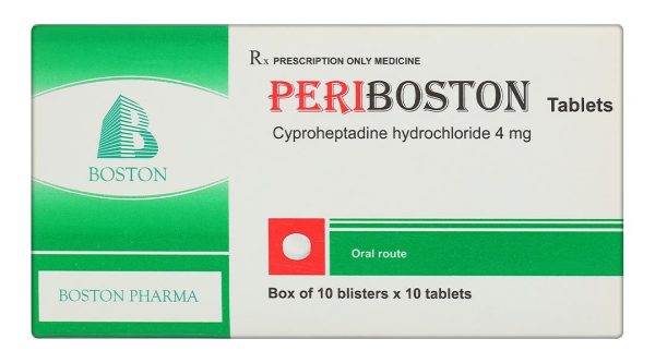 Periboston 4mg điều trị dị ứng và ngứa, đau nửa đầu và đau đầu (10 vỉ x 10 viên)