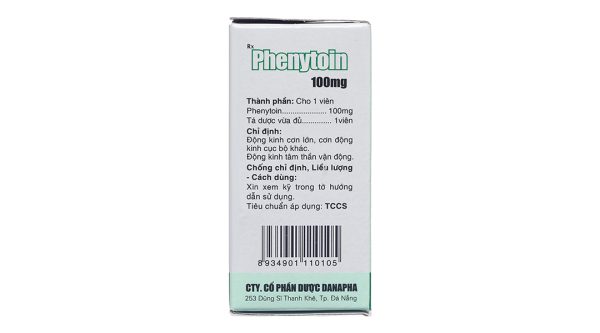 Phenytoin Danapha 100mg trị động kinh lọ 100 viên