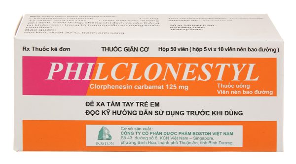 Philclonestyl 125mg trị đau do co cứng cơ (5 vỉ x 10 viên)