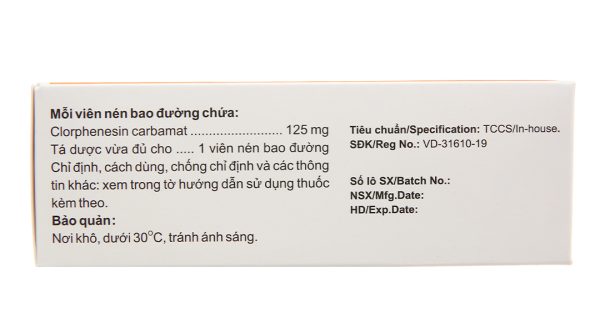 Philclonestyl 125mg trị đau do co cứng cơ (5 vỉ x 10 viên)