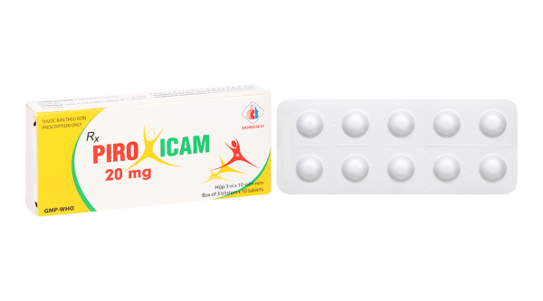 Piroxicam Domesco 20mg giảm triệu chứng của viêm khớp dạng thấp, viêm xương khớp (3 vỉ x 10 viên)