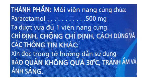 Mexcold Imex 500 giảm đau từ nhẹ đến vừa, hạ sốt chai 200 viên