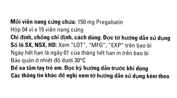 Pms-Pregabalin 150mg trị động kinh, đau dây thần kinh (4 vỉ x 15 viên)