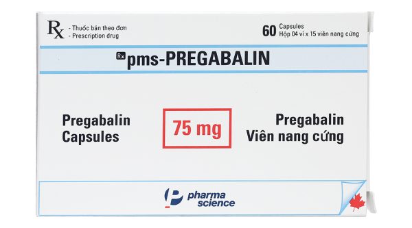 Pms-Pregabalin 75mg trị động kinh, đau dây thần kinh (4 vỉ x 15 viên)