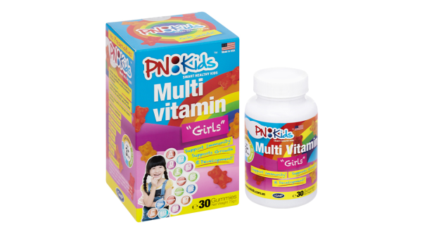 Kẹo dẻo PN Kids Multi Vitamin Girls bổ sung vitamin cho bé gái lọ 30 viên