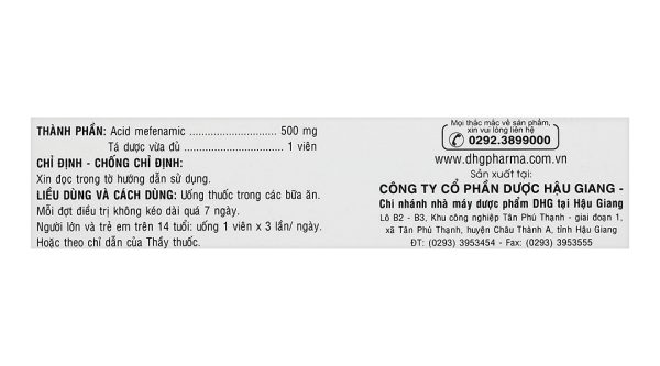 PoncifDHG 500mg trị giảm đau đau cơ, đau do chấn thương (3 vỉ x 10 viên)