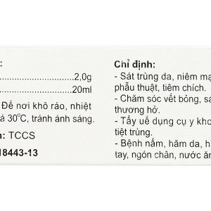 Dung dịch sát khuẩn Povidon-Iod HD 10% sát trùng ngoài da chai 20ml