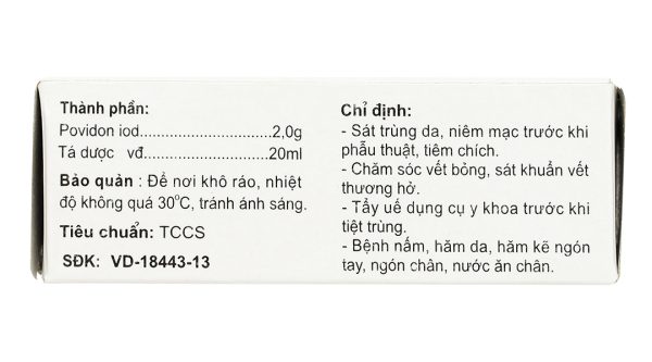 Dung dịch sát khuẩn Povidon-Iod HD 10% sát trùng ngoài da chai 20ml