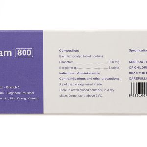 Pracetam 800 trị chóng mặt, mất trí nhớ (6 vỉ x 15 viên)