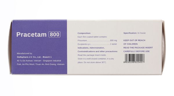 Pracetam 800 trị chóng mặt, mất trí nhớ (6 vỉ x 15 viên)