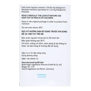 Pradaxa 110mg phòng và trị huyết khối (3 vỉ x 10 viên)