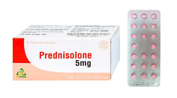 Prednisolone 5mg TV.Pharm chống viêm, chống dị ứng và ức chế miễn dịch (10 vỉ x 20 viên)