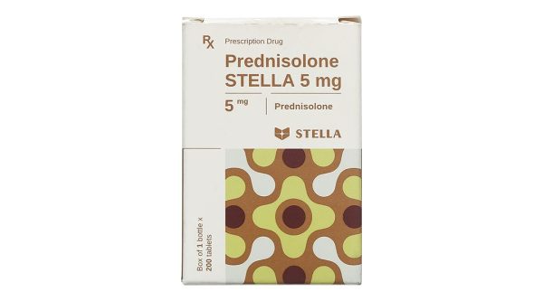 Prednisolone Stella 5mg điều trị các triệu chứng viêm, dị ứng chai 200 viên