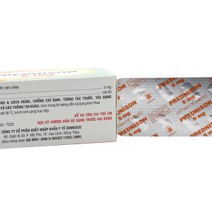 Prednison Domesco 5mg thuốc kháng viêm (10 vỉ x 10 viên)