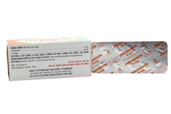 Prednison Domesco 5mg thuốc kháng viêm (10 vỉ x 10 viên)