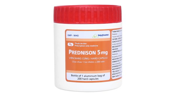 Prednison Imexpharm 5mg thuốc kháng viêm chai 200 viên