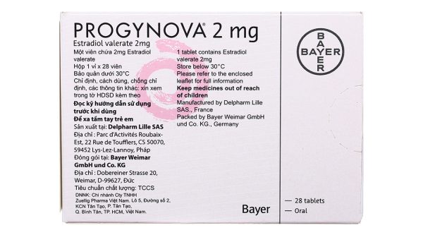 Progynova 2mg trị thiếu estrogen do mãn kinh (1 vỉ x 28 viên)