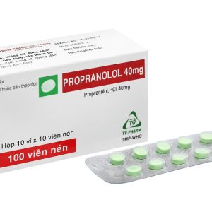 Propranolol TV.Pharm 40mg trị tăng huyết áp, đau thắt ngực (10 vỉ x 10 viên)