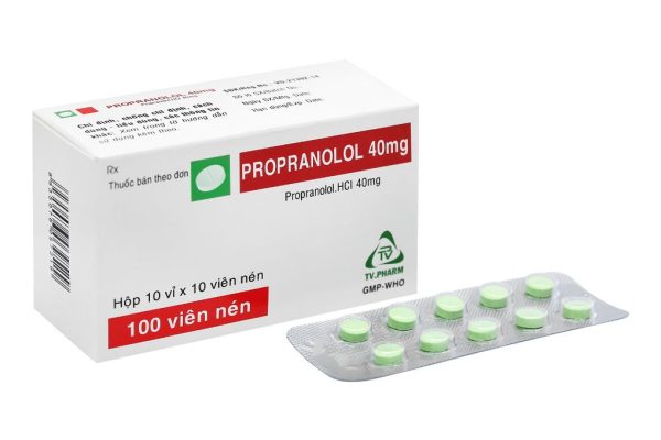 Propranolol TV.Pharm 40mg trị tăng huyết áp, đau thắt ngực (10 vỉ x 10 viên)