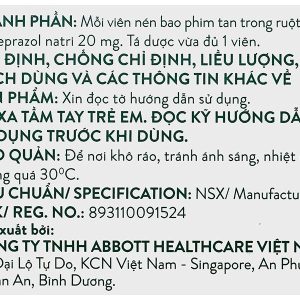 Rabe-G 20mg điều trị trào ngược dạ dày - thực quản (3 vỉ x 10 viên)