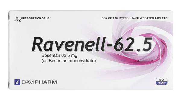 Ravenell-62.5 điều trị tăng áp lực động mạch phổi tiên phát (4 vỉ x 14 viên)