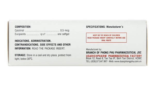 Richcalusar 0.5mcg trị loãng xương, thiểu năng tuyến cận giáp (3 vỉ x 10 viên)