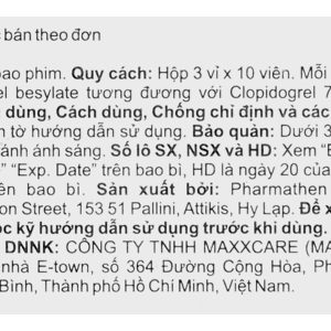 Ridlor 75mg thuốc trị rối loạn nghẽn mạch máu (3 vỉ x 10 viên)
