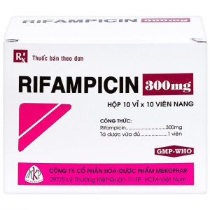 Rifampicin Mekophar 300mg trị lao, phong (10 vỉ x 10 viên)