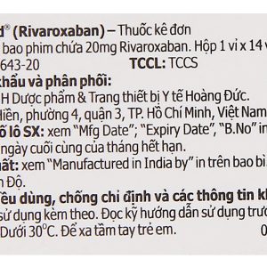 Rivaxored 20mg phòng ngừa đột quỵ (1 vỉ x 14 viên)
