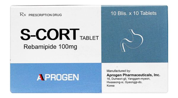 S-Cort Tablet 100mg trị loét dạ dày, cải thiện tổn thương niêm mạc (10 vỉ x 10 viên)