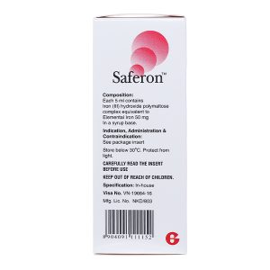 Siro Saferon 50mg/5ml trị thiếu máu, thiếu sắt chai 100ml