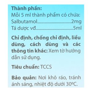 Dung dịch uống Sallet 2mg/5ml trị hen suyễn chai 100ml