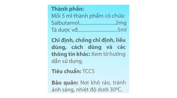 Dung dịch uống Sallet 2mg/5ml trị hen suyễn chai 100ml