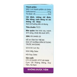 Dung dịch uống Sallet 2mg/5ml trị hen suyễn, viêm phế quản (10 ống x 5ml)