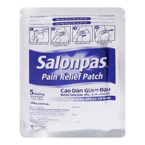Cao dán Salonpas Pain Relief Patch (7cm x 10cm) giảm đau, kháng viêm cơ khớp hộp 5 miếng