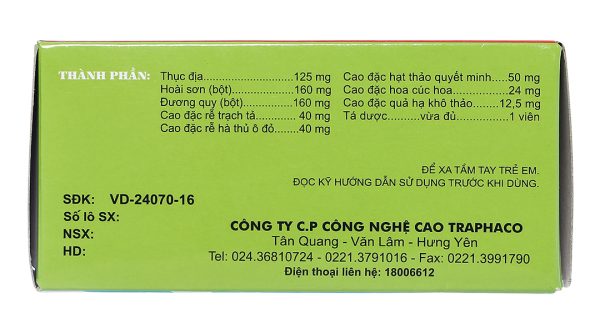 Sáng mắt Traphaco trị các bệnh về mắt, suy giảm thị lực (10 vỉ x 10 viên)