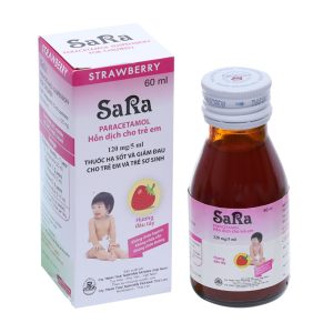 Hỗn dịch uống Sara hương dâu 120mg/5ml giảm đau, hạ sốt cho trẻ em chai 60ml