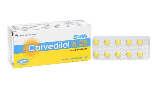 Savi Carvedilol 6.25mg trị tăng huyết áp (3 vỉ x 10 viên)