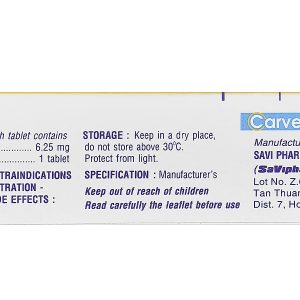 Savi Carvedilol 6.25mg trị tăng huyết áp (3 vỉ x 10 viên)