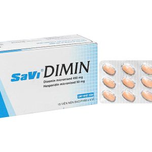 Savi Dimin điều trị triệu chứng suy tĩnh mạch - mạch bạch huyết, trĩ cấp (4 vỉ x 15 viên)