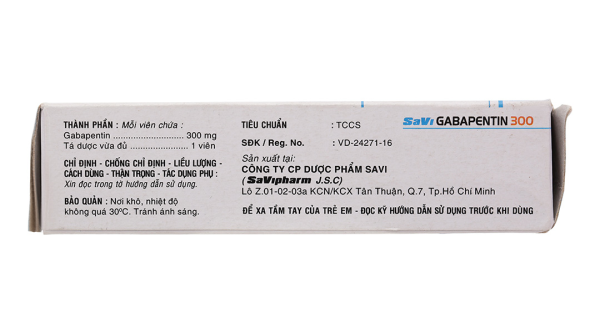 Savi Gabapentin 300 hỗ trợ trị động kinh cục bộ (3 vỉ x 10 viên)