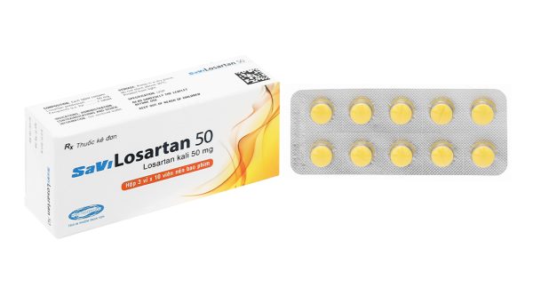 SaVi Losartan 50 trị tăng huyết áp nguyên phát (3 vỉ x 10 viên)