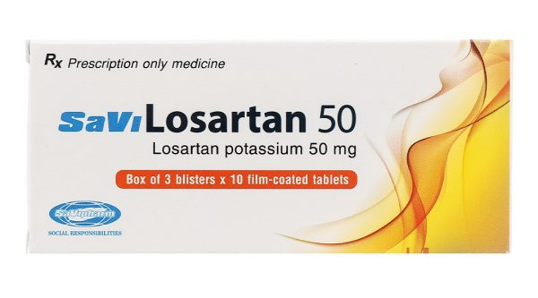 SaVi Losartan 50 trị tăng huyết áp nguyên phát (3 vỉ x 10 viên)