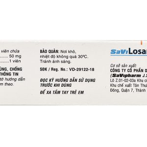 SaVi Losartan 50 trị tăng huyết áp nguyên phát (3 vỉ x 10 viên)