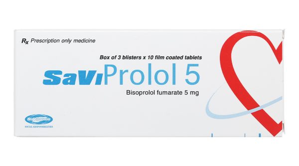 SaViProlol 5 trị tăng huyết áp, đau thắt ngực (3 vỉ x 10 viên)