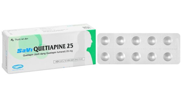 SaVi Quetiapine 25 trị tâm thần phân liệt, rối loạn lưỡng cực (3 vỉ x 10 viên)