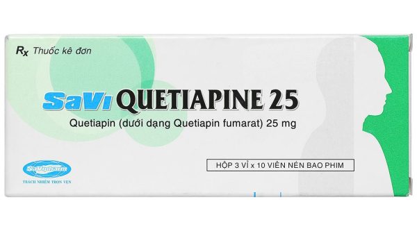 SaVi Quetiapine 25 trị tâm thần phân liệt, rối loạn lưỡng cực (3 vỉ x 10 viên)