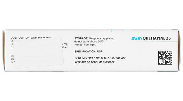 SaVi Quetiapine 25 trị tâm thần phân liệt, rối loạn lưỡng cực (3 vỉ x 10 viên)