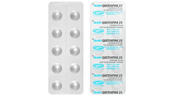 SaVi Quetiapine 25 trị tâm thần phân liệt, rối loạn lưỡng cực (3 vỉ x 10 viên)